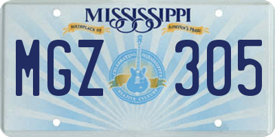 MS license plate MGZ305