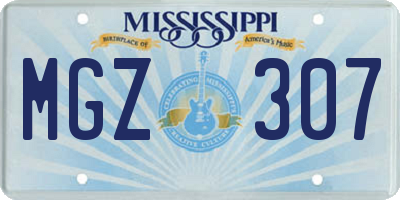 MS license plate MGZ307