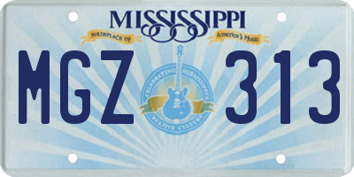 MS license plate MGZ313