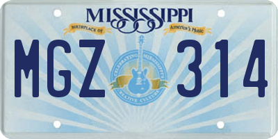 MS license plate MGZ314