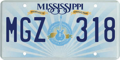 MS license plate MGZ318