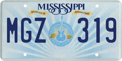MS license plate MGZ319