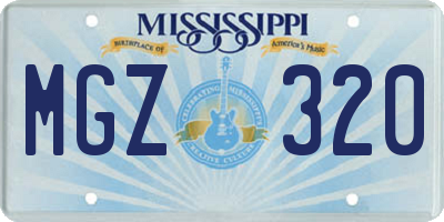 MS license plate MGZ320