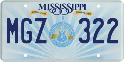 MS license plate MGZ322