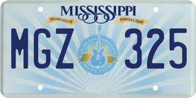 MS license plate MGZ325