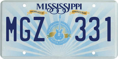 MS license plate MGZ331