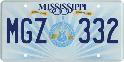 MS license plate MGZ332