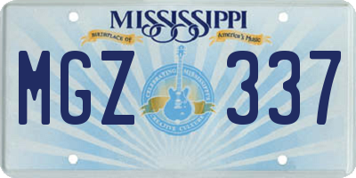 MS license plate MGZ337