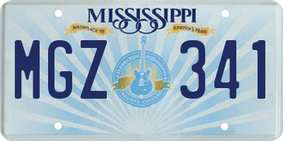 MS license plate MGZ341