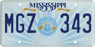 MS license plate MGZ343