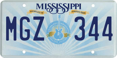 MS license plate MGZ344