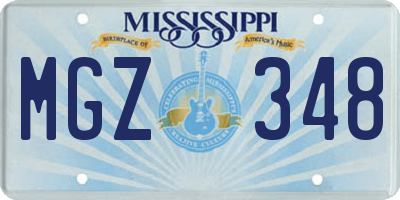 MS license plate MGZ348