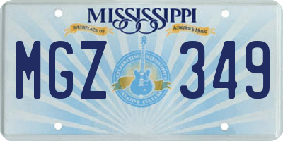 MS license plate MGZ349