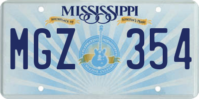 MS license plate MGZ354