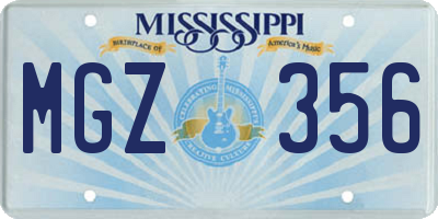 MS license plate MGZ356