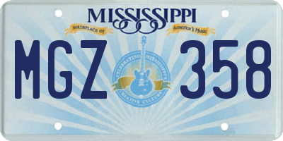 MS license plate MGZ358