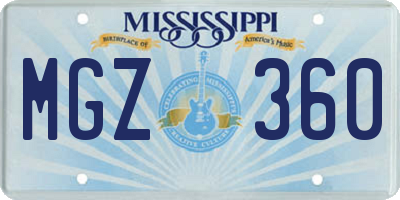 MS license plate MGZ360