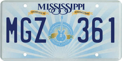 MS license plate MGZ361
