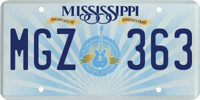 MS license plate MGZ363