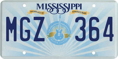 MS license plate MGZ364