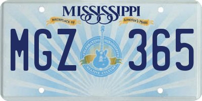 MS license plate MGZ365