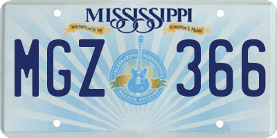 MS license plate MGZ366