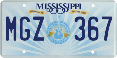 MS license plate MGZ367