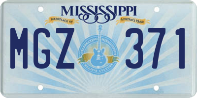 MS license plate MGZ371