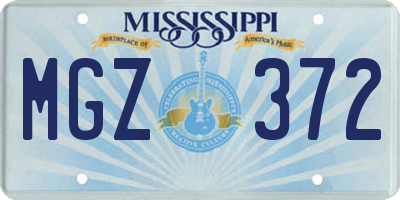 MS license plate MGZ372