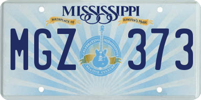 MS license plate MGZ373