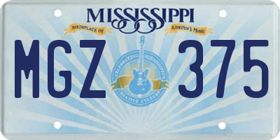 MS license plate MGZ375