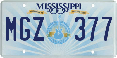 MS license plate MGZ377