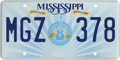 MS license plate MGZ378