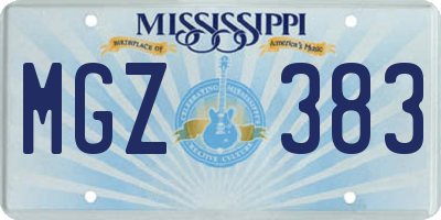 MS license plate MGZ383