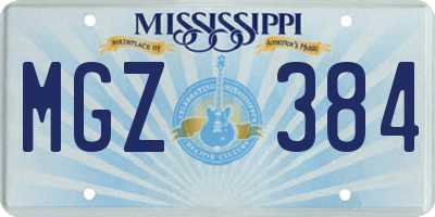 MS license plate MGZ384