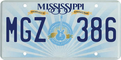 MS license plate MGZ386