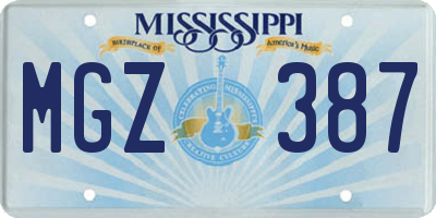 MS license plate MGZ387