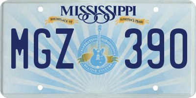 MS license plate MGZ390