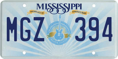 MS license plate MGZ394