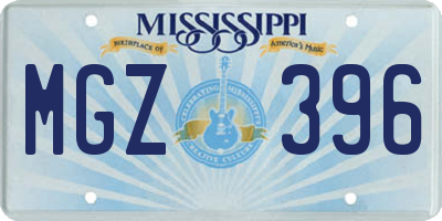 MS license plate MGZ396
