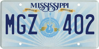 MS license plate MGZ402