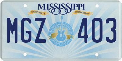 MS license plate MGZ403