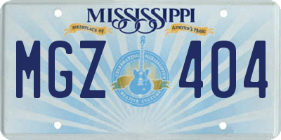 MS license plate MGZ404