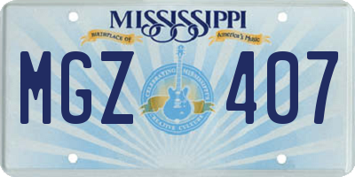 MS license plate MGZ407