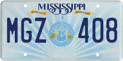 MS license plate MGZ408