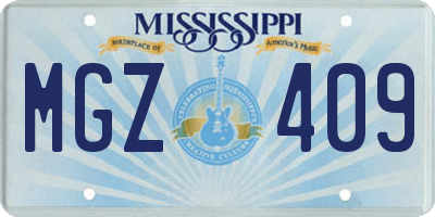 MS license plate MGZ409