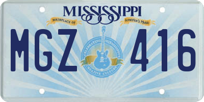 MS license plate MGZ416
