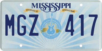 MS license plate MGZ417