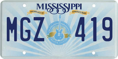 MS license plate MGZ419