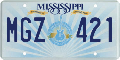 MS license plate MGZ421